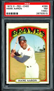 1972 TOPPS OPC O PEE CHEE Baseball #299 Hank Aaron HOF Graded PSA 7 NM mc Braves - Picture 1 of 2