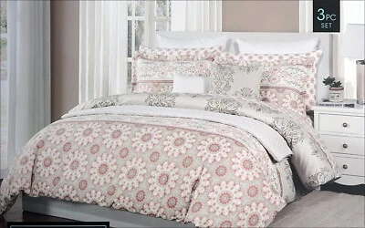 Juego de funda nórdica Cynthia Rowley 3 piezas floral medallón coral, gris y blanco KING Foto 1 de 4