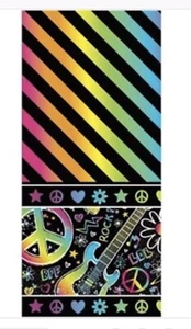 NEON Rainbow PLASTIC TABLECOVER Birthday Party Cloth Peace 54”x 96” - Picture 1 of 4