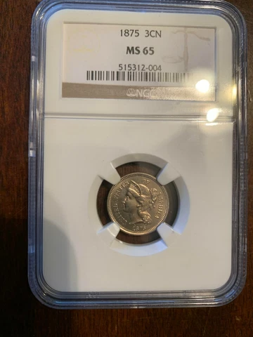 NGC MS65 1875 Three Cent Piece (Nickel) Cover
