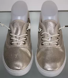 Charles Albert Gold Sneakers Womens 7 White Sole Lace Up Shoe New York Shine - Picture 1 of 7