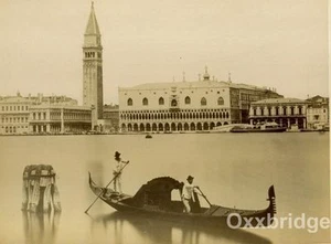Romantic Venice Italy 1880 Photo Grand Canal Gondola Boat Palace Italian - Picture 1 of 1