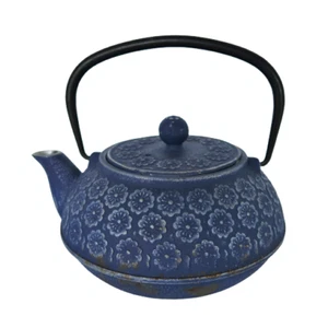 Tetera floral púrpura hierro fundido Tetsubin con mango, tapa, colador de acero inoxidable - Imagen 1 de 10
