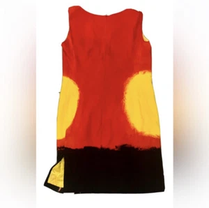 Retro Moschino Couture Avant Garde Sheath Shift Red Yellow Mini Dress Size US 8 - Picture 1 of 7