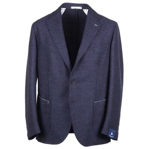 Finamore Napoli Extra-Slim Dark Blue Patterned Wool Sport Coat 44R (Eu 54) NWT - Picture 1 of 9