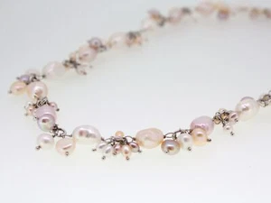 Perlenkette Damen Halskette Süßwasserperlen rosa mit Perlmuttschimmer 90013393 - Picture 1 of 5