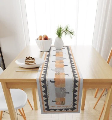 Personalized Thanksgiving Table Runner, Patchwork Pumpkins Custom Family Name - Image 1 of 4