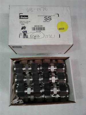 Lot of 30 Parker 8SC8-316 1/2" A-Lok Stainless Steel Union Tube Fitting - New - Image 1 of 4