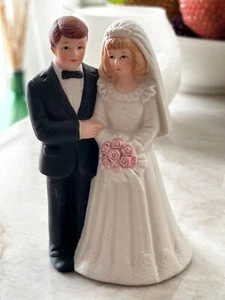 Vtg 1990 Bride & Groom Cake Topper - Picture 1 of 7