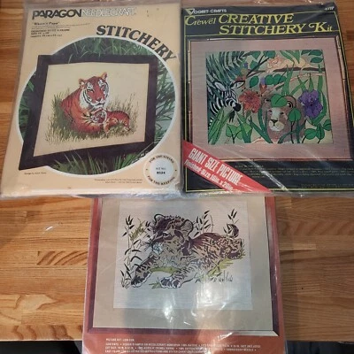 Paragon Stitchery Embroidery Kits Where's Papa Jungle Lion Cub Crewel Vogart - Image 1 of 4