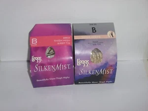 (2) Leggs Silken Mist Pantyhose - Thigh High - Sheer Toe - Size B - Nude -28805 - Picture 1 of 1