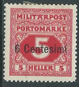 1918 OCCUPAZIONE AUSTRIACA ITALIA SEGNATASSE 6 CENT SU 5 H MH * - I34-4 - Imagen 1 de 1