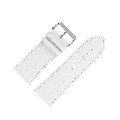 Bracelet de montre 30mm Blanc en Cuir de Veau Gaufré Alligator - Photo 1/2