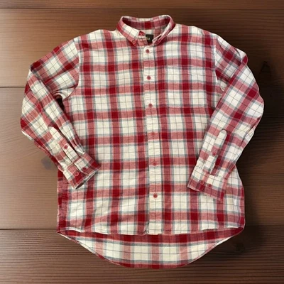 Cabelas Men's Red/White/Blue Plaid Flannel Shirt, Size M - Image 1 of 4