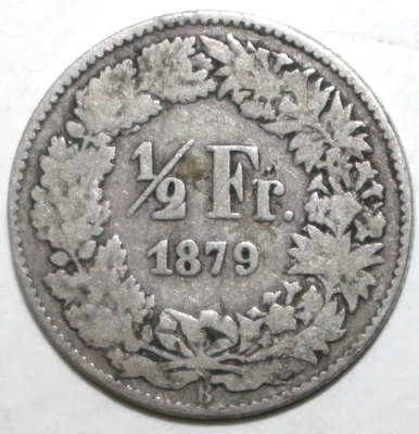 Swiss 1/2 Franc Coin 1879 B KM# 23 Switzerland Silver (.835) Helvetia One Half - Image 1 of 2