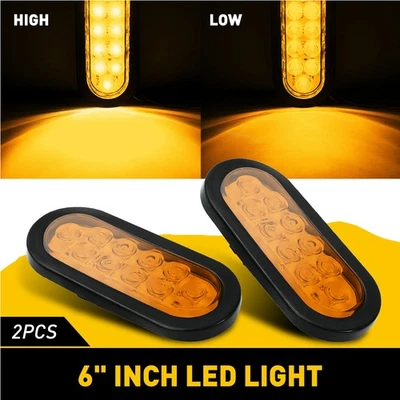 2X 6 英寸 OVAL AMBER 10 LED 拖车卡车侧标记旋转信号尾灯 GROMMET — 第 1/4 张图片
