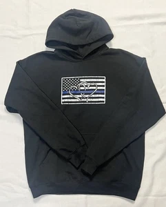 Blue Line Women’s Hoodie Size M Graphic Pullover Sweatshirt Blue - Picture 1 of 1