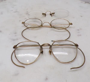3-PR 1-Marked Fits-U14 Wire Rim Glasses Gold Fill SCRAP Or One Is Good AS IS B - Picture 1 of 7