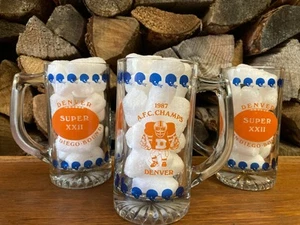 vintage Denver Broncos NFL 1987 Champs AFC Champions Super Bowl XXII glasses 87 - Picture 1 of 24