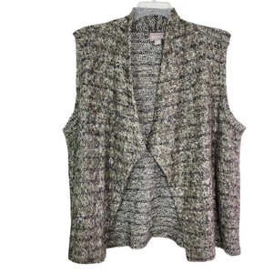Maglione maglione spolverino acrilico aperto davanti senza maniche marrone chiaro marrone Chico’s donna 3 (L) - Foto 1 di 18