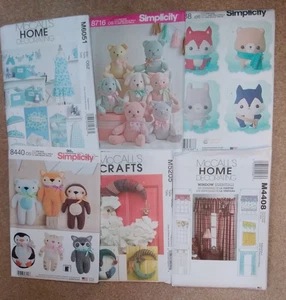10 SEWING PATTERNS Fun Projects New Uncut See List Pictures Lot P295 - Picture 1 of 2