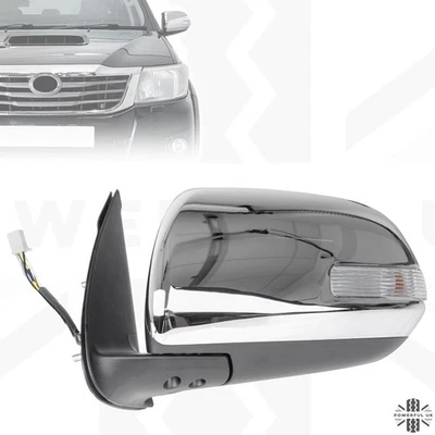 Conjunto de espejo retrovisor cromado y vidrio para Toyota Hilux Vigo Mk7 LH 2011-15 N/S Foto 1 de 4