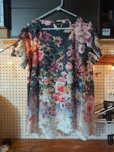 Blusa Simply Emma Top Para Mujer 2XL Floral Manga Corta Encaje Adornado Audaz - Imagen 1 de 8