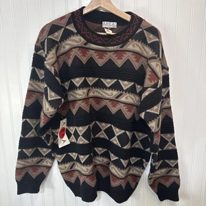 Vintage AREA By Tag Pullover Herren L Geometrisch Strickpullover USA Made Opa 90s - Bild 1 von 6