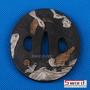 Protector de mano de madera para zordillos pareja pájaros Tsuba para espada japonesa hágalo usted mismo katana - Imagen 1 de 2