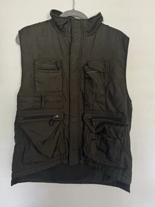 Vintage GAP Vest Green Utility Cargo Tactical Fleece Lined Nylon Zip Up GORP Med - Picture 1 of 6