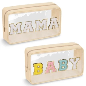 2 Stück Chenille Buchstaben Klar Kosmetiktasche Mama Baby Beutel, Mama Baby Krankenhaus Du... - Bild 1 von 8