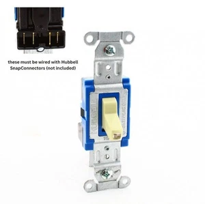 Hubbell SNAPConnect Interruttore a levetta illuminato avorio 3 vie 15A SNAP1203ILINA - Foto 1 di 3