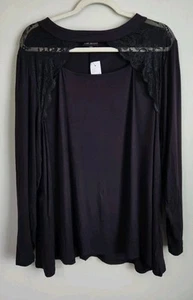 Lane Bryant Bluse Top 26 / 28 Plus 4x Schwarz Spitze Neu mit Etikett - Bild 1 von 6