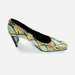 Tacones de piel de serpiente Espanola Too genuinos espuma de aire talla 8 verde - Imagen 1 de 8