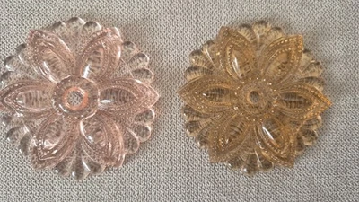 2 rosetas de vidro antigas rosa vitorianas cortinas amarrar atrás sem ferragens 3,5" - Imagem 1 de 2