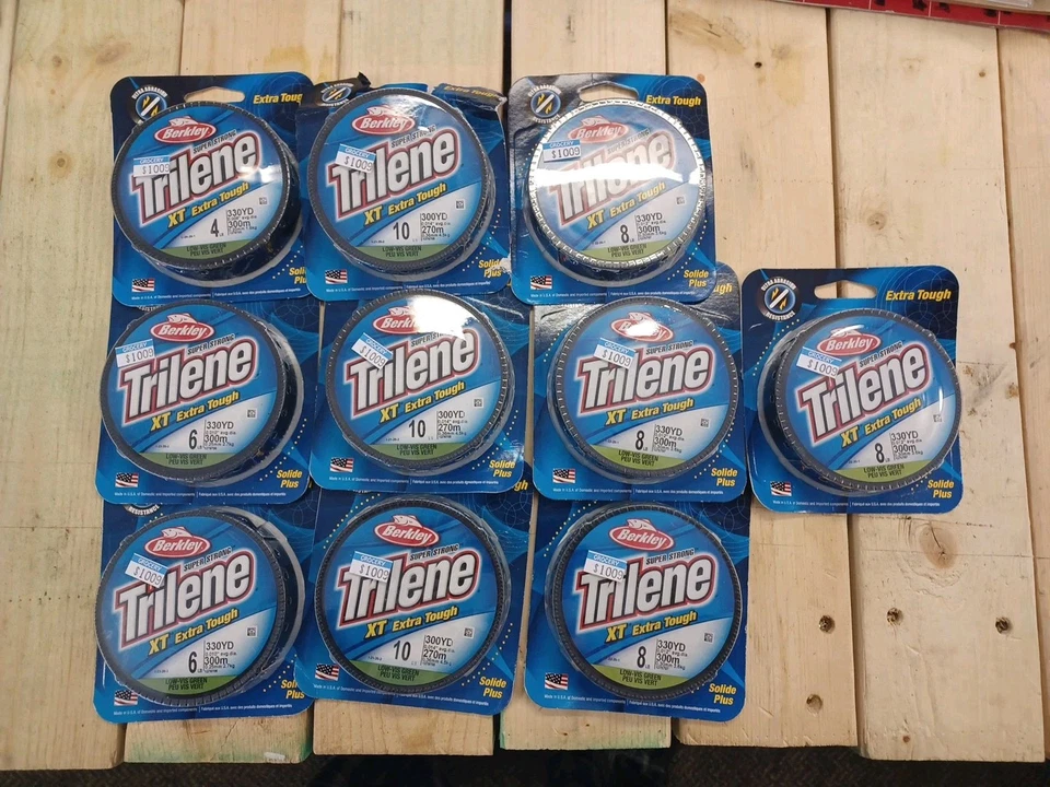 Lote de 10 Berkley Trilene linha de pesca XT 300 330 jardas carretel Lo Vis verde 4 6 8 10 - Imagem 1 de 4