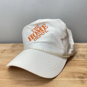Vintage The Home Depot Mütze Logo Cap Retro Fit Weiß Baumwolle Druckknopflasche - Bild 1 von 8
