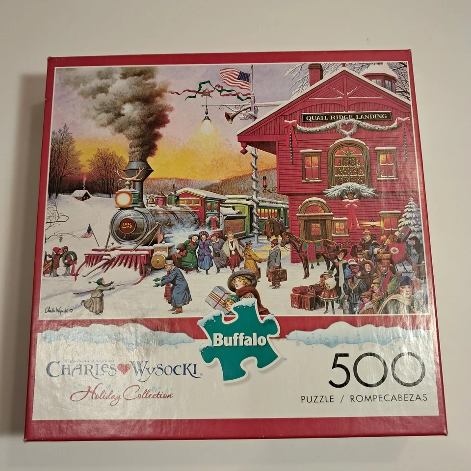 Charles Wysocki Whistle Stop Christmas Holiday 500 PC Puzzle Brand New Buffalo - Image 1 of 1