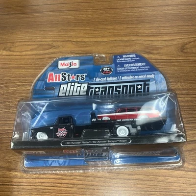 MAISTO ALL STARS ELITE TRANSPORT 1957 CHEVROLET FLATBED / 1962 CHEVROLET WAGON  - Image 1 of 4