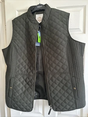 Joules size 24 Minx Khaki Green Showerproof gilet. Women’s Jacket Zip Up Pockets - Image 1 of 4