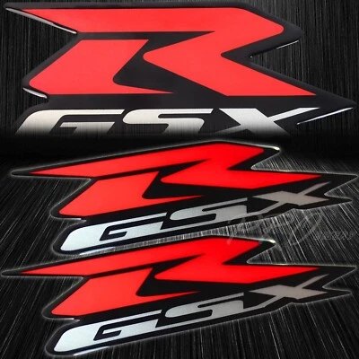 2x 7.5" Vinyl Resin 3D Emblem Decal Fairing Logo Sticker Suzuki GSXR Red+Silver - Image 1 of 3