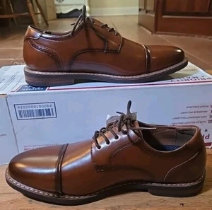 Nunn Bush Men's Centro Flex Plain Toe Oxford Cognac Leather Synthetic Size 9.5W - Picture 1 of 9