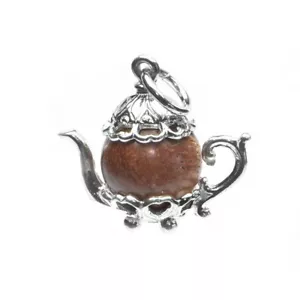 STERLINGSILBER LUCKY TOUCH WUD HOLZ TEEKANNE CHARM - Bild 1 von 4