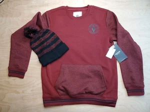 Akademiks Crewneck Logo Large Pocket Sweatshirt Sweater Pullover XL w/Beanie - Picture 1 of 13