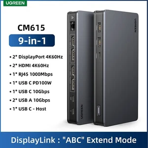 UGREEN Docking Station 9-IN-1 HUB USB C 4K60Hz RJ45 PD100W 4K60Hz HDMI 10Gbps - Photo 1/10