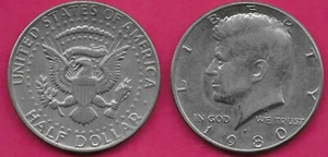 USA 50 CENTESIMI (1/2 DOLLARO) 1980-P XF JOHN FITZGERALD KENNEDY RIVOLTO A SINISTRA E IL - Foto 1 di 1