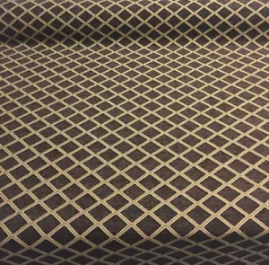 Chenille Dark Brown Gold Diamond furniture Upholstery fabric by the yard - Picture 1 of 4