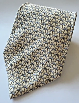 Corbata para hombre Salvatore Ferragamo 100 % seda amarillo pálido con detalles de palmera Foto 1 de 4