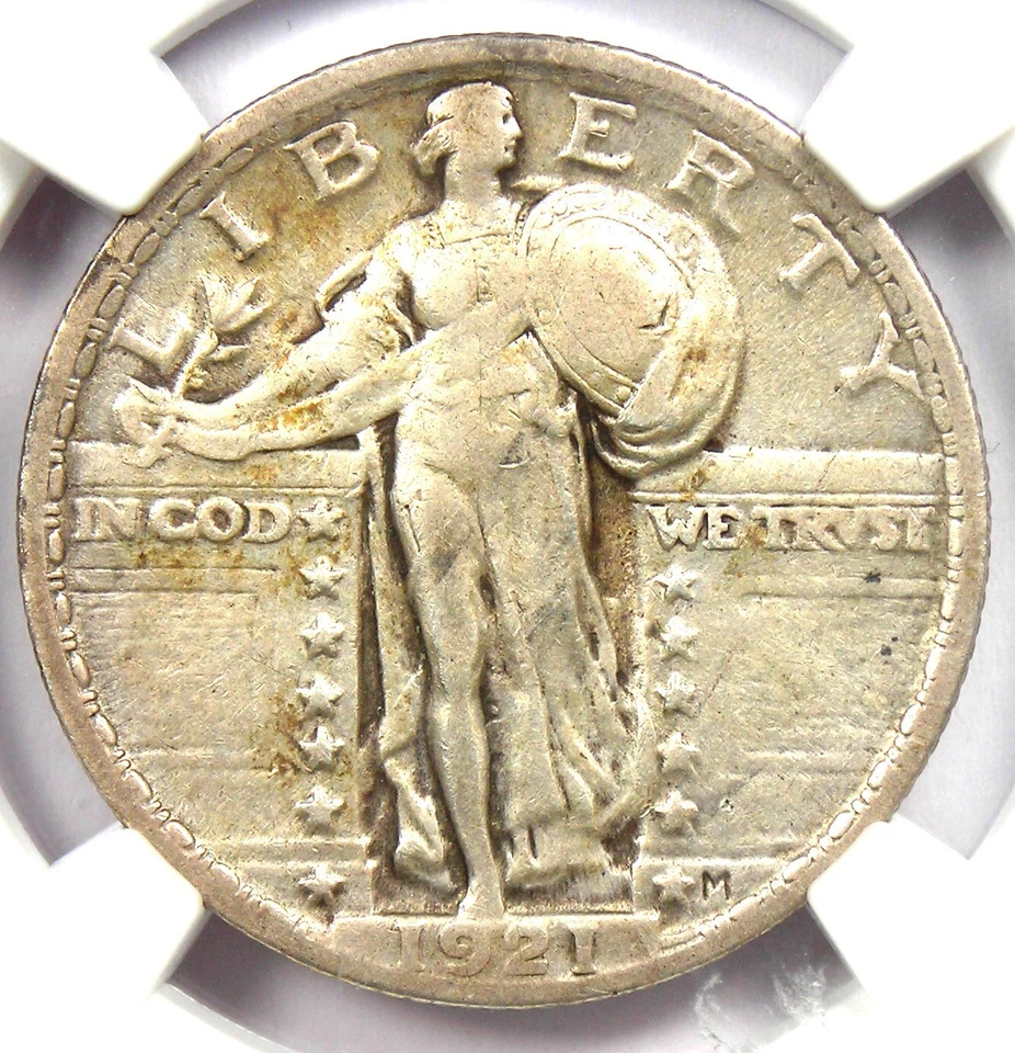 1921 Standing Liberty Quarter 25C Coin - Certified NGC VF35 - Rare Date! - Image 1 of 4
