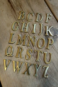 1.5 Inch House Letters Polished Solid Brass - Metal Alphabet Self Adhesive - Picture 1 of 9